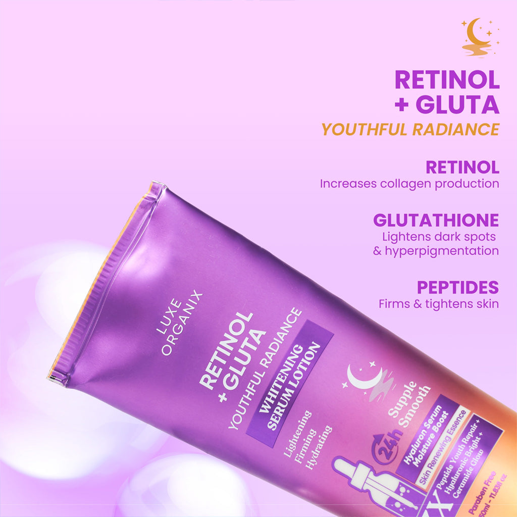 Luxe Organix Retinol + Gluta Whitening Serum Lotion key ingredients