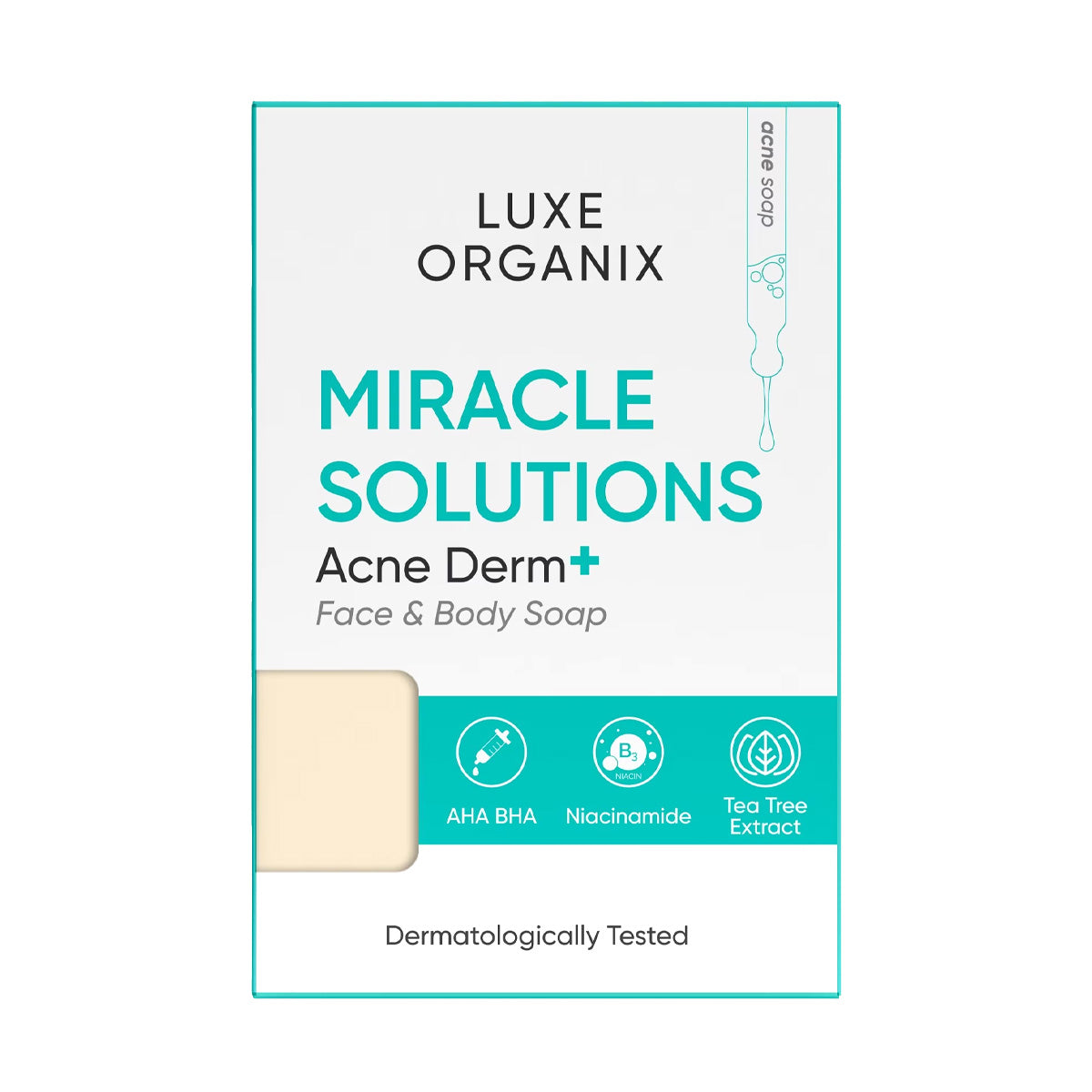 Luxe Organix Miracle Solutions Acne Derm+ AHA/BHA Face & Body Soap 135g