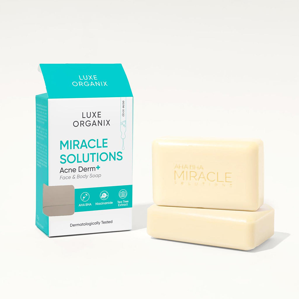 Luxe Organix Miracle Solutions Acne Derm+ AHA/BHA Face & Body Soap 135g
