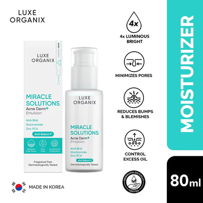 Luxe Organix Miracle Solutions AHA/BHA Acne Derm+ Emulsion | Bini Beauty NZ AU