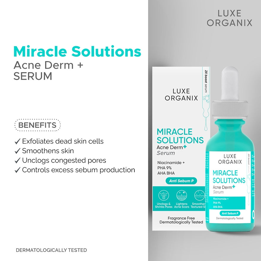 Luxe Organix Miracle Solutions Acne Derm+ Serum | Bini Beauty