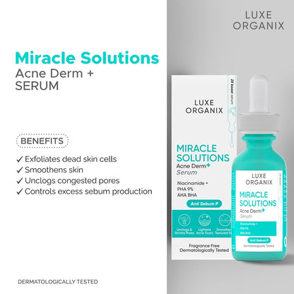 Luxe Organix Miracle Solutions Acne Derm+ Serum | Bini Beauty