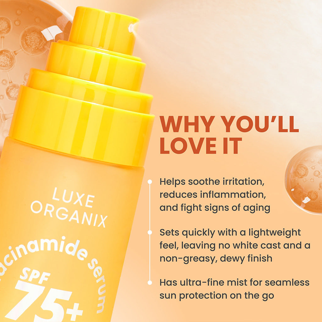 Why you'll love Luxe Organix Niacinamide Serum SPF 75+ PA++++ Facial UV Mist 80ml