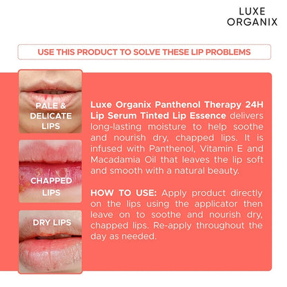 Luxe Organix Panthenol Therapy 24H Lip Serum Tinted Lip Essence Honey Glaze 10g | Bini Beauty AU NZ