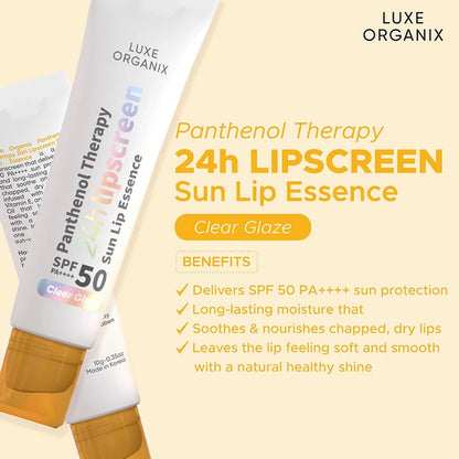 Luxe Organix Panthenol Therapy 24H Lipscreen Sun Lip Essence SPF50 10g | Bini Beauty AU NZ