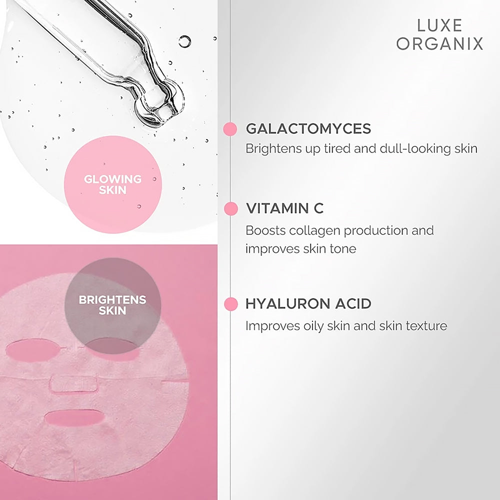 Luxe Organix Power Glow Serum Boost Sheet Mask | Bini Beauty AU NZ