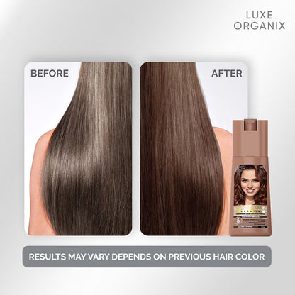 Luxe Organix Quick & Easy Keratin Permanent Hair Color Shampoo Chestnut Brown | Bini Beauty NZ AU