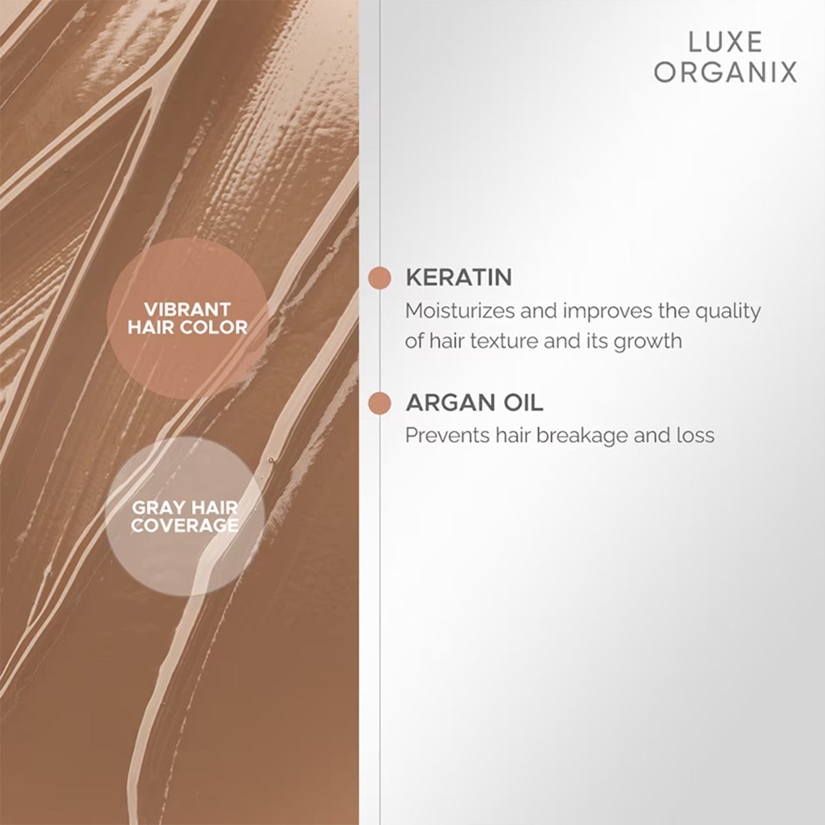 Luxe Organix Quick & Easy Keratin Permanent Hair Color Shampoo Chestnut Brown | Bini Beauty NZ AU