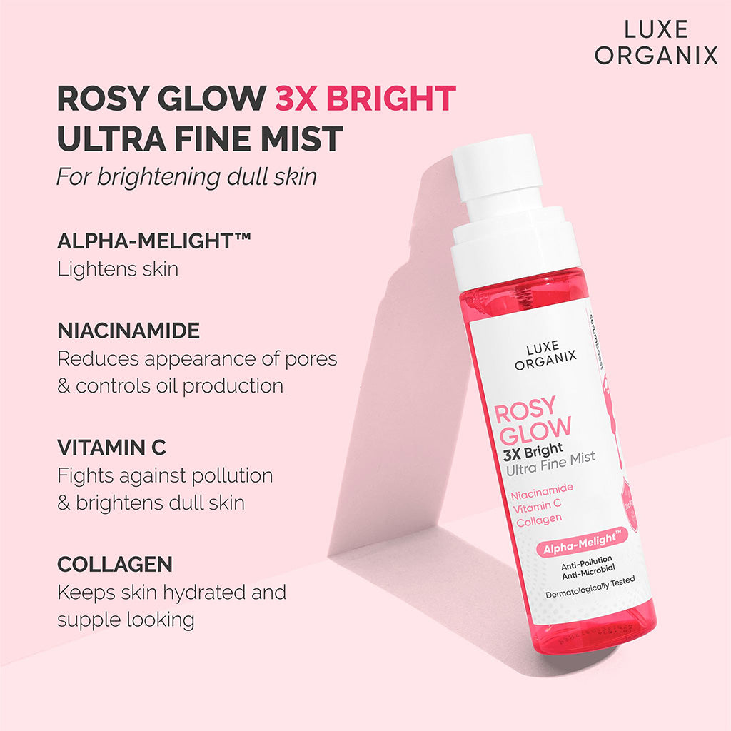 Key Ingredients of Luxe Organix Rosy Glow 3x Bright Ultra Fine Mist 80ml