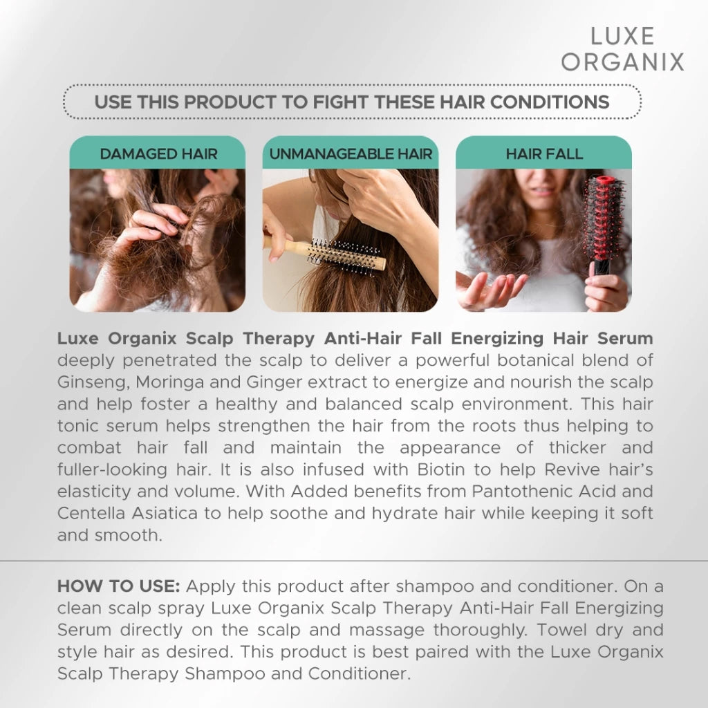 Luxe Organix Scalp Therapy Anti-Hair Fall Energizing Hair Serum 80ml | Bini Beauty AU NZ