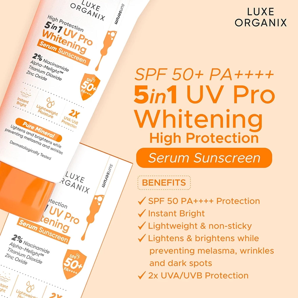 Luxe Organix High Protection UV Pro Whitening Serum Sunscreen key features