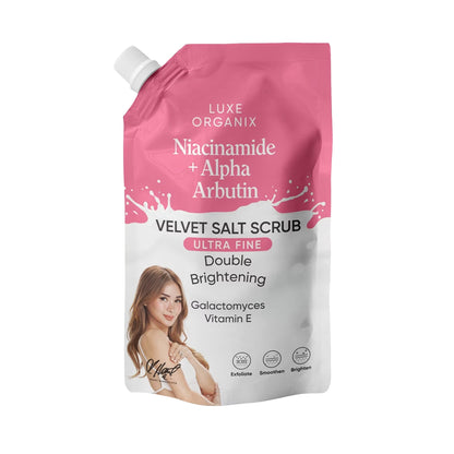 Luxe Organix Niacinamide + Alpha Arbutin Velvet Salt Scrub 300g | Bini Beauty AU NZ