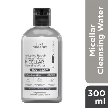 Luxe Organix Whitening Repair Ultra Light Glow Micellar Cleansing Beauty Water 300mL | Bini Beauty AU NZ