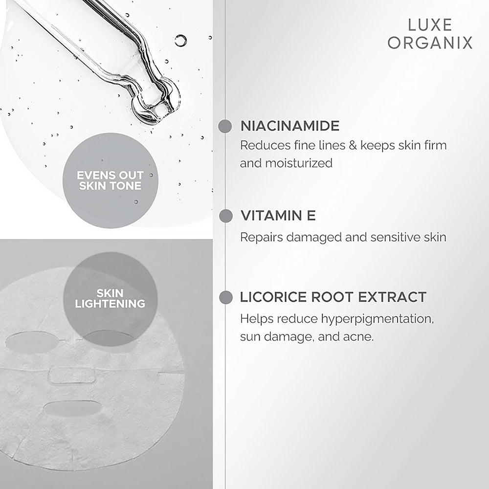 Luxe Organix Whitening Repair Serum Boost Sheet Mask | Bini Beauty AU NZ