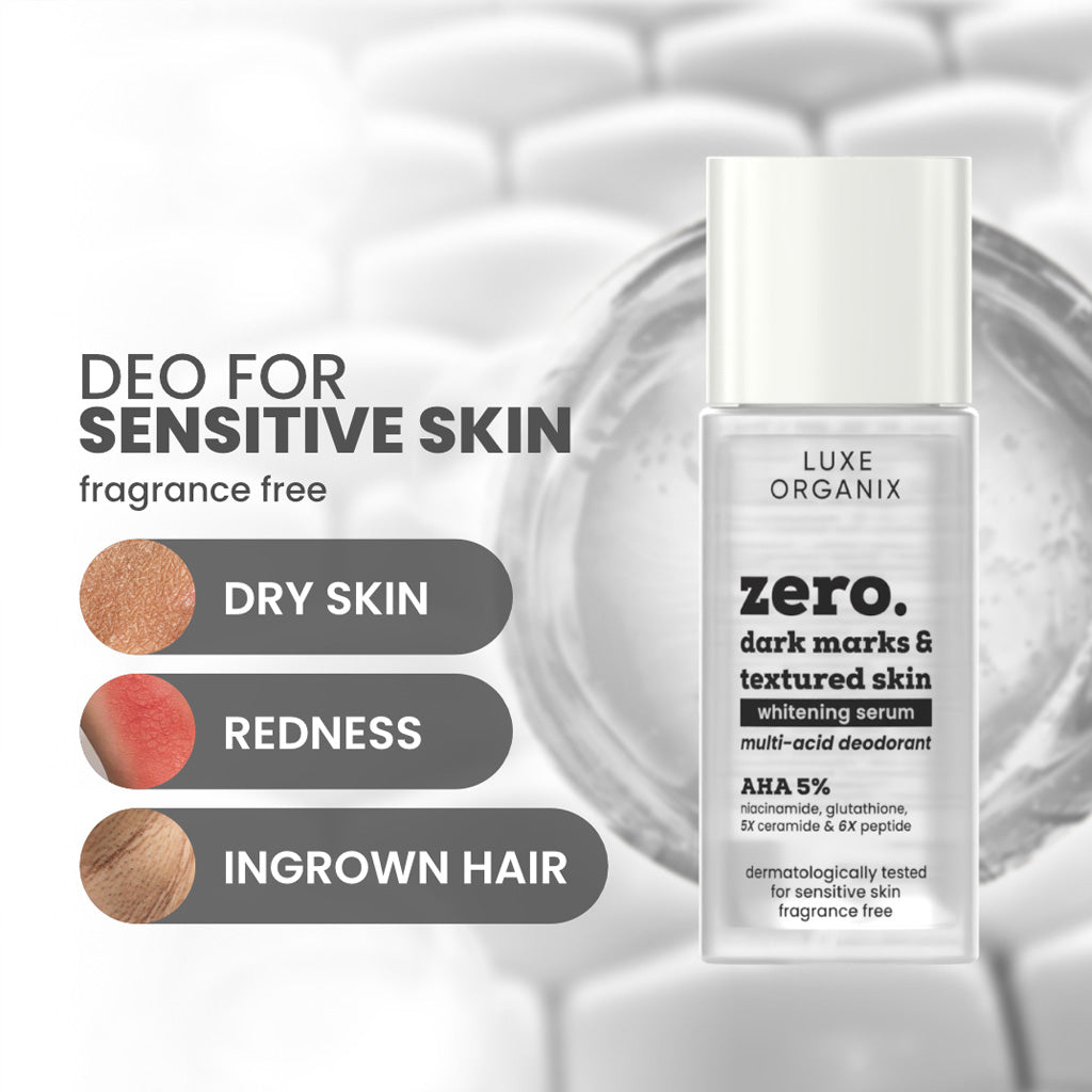 Luxe Organix Zero Dark Marks & Textured Skin Whitening Serum Deodorant For Sensitive Skin