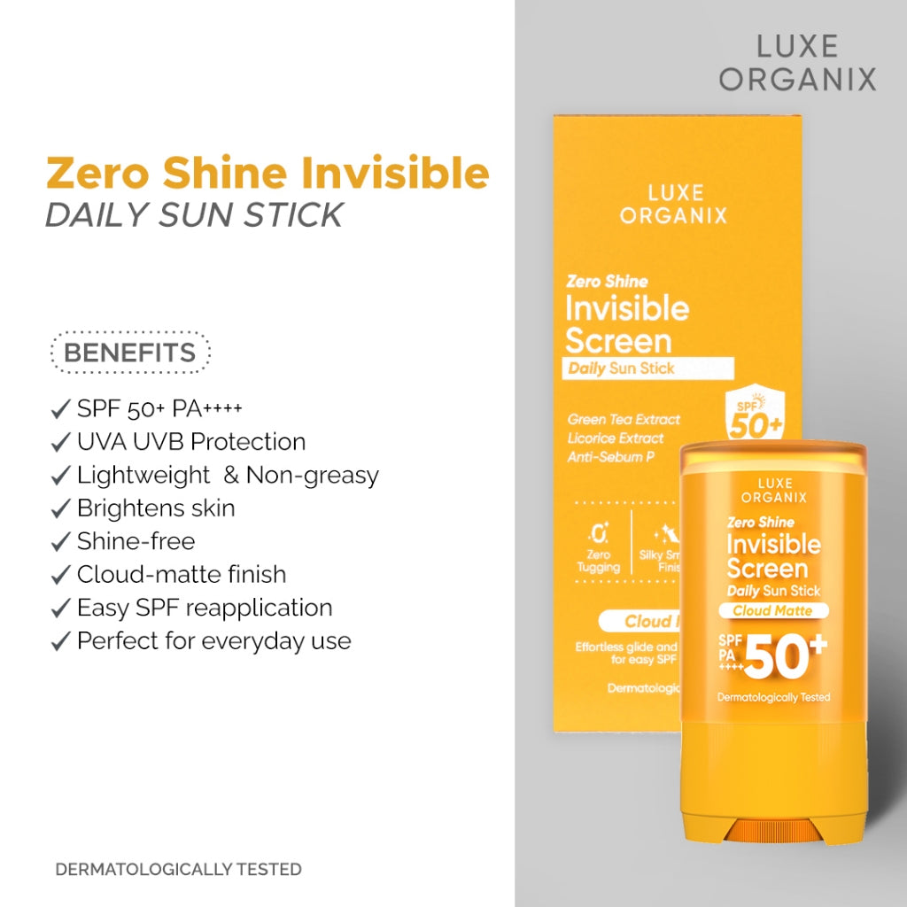 Luxe Organix Zero Shine Invisible Screen Daily Sun Stick SPF 50+ | Bini Beauty NZ AU