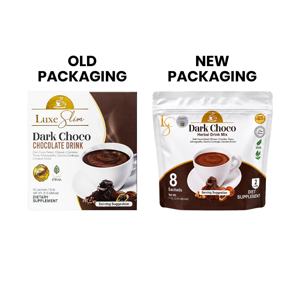 Luxe Slim Dark Choco Old vs. New Packaging
