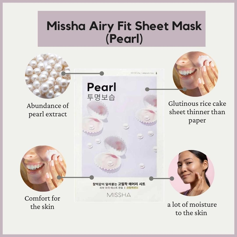 Missha Airy Fit Sheet Mask Pearl | Korean Skincare & Beauty Products - features