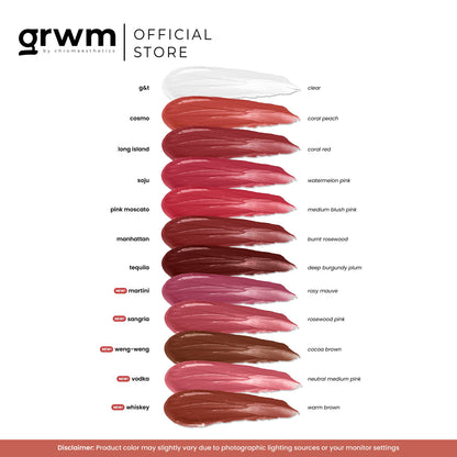 GRWM Cosmetics Lip Booze Tinted Sheer Balm | Filipino Cosmetics NZ AU - shades