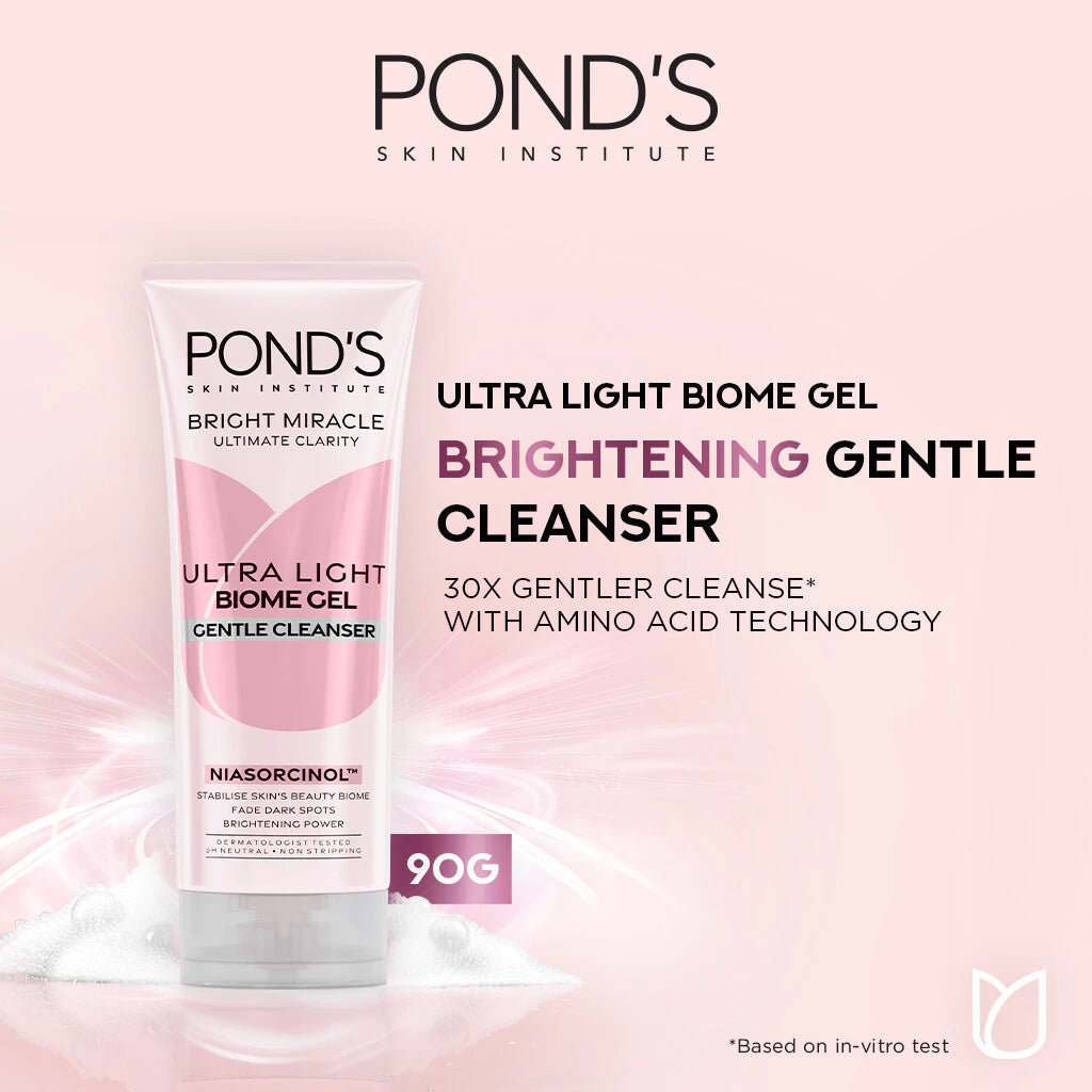 POND’S Bright Miracle Ultra Light Biome Gel Niasorcinol Gentle Cleanser 90g
