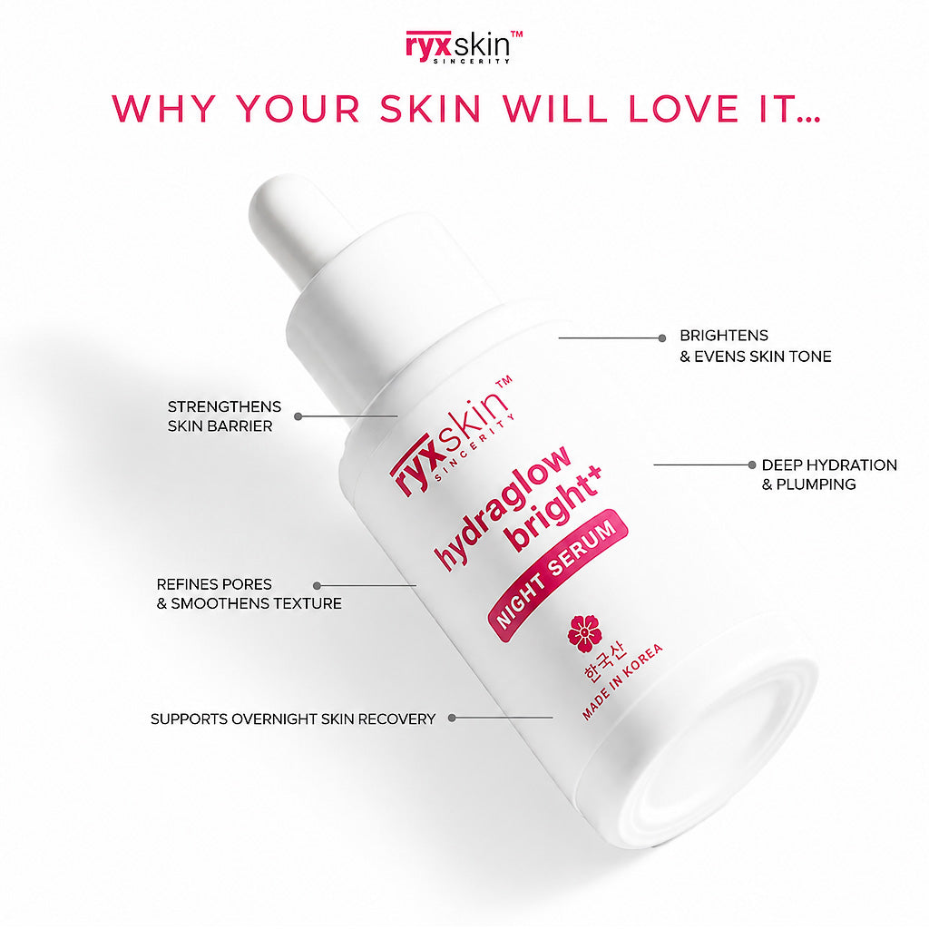 Key Benefits of RYX Skin Hydraglow+ Bright Night Serum 30ml