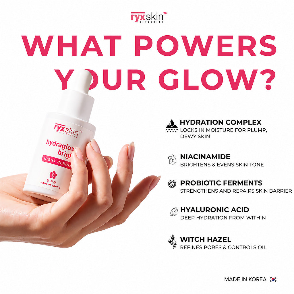 Key Benefits of RYX Skin Hydraglow+ Bright Night Serum 30ml