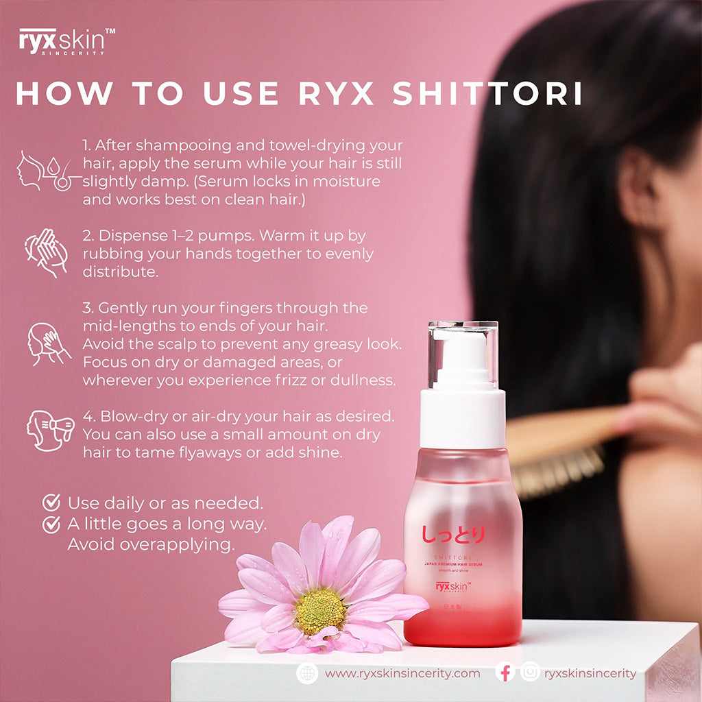 RYX Skin Shittori Japan Premium Hair Serum 40ml how to use