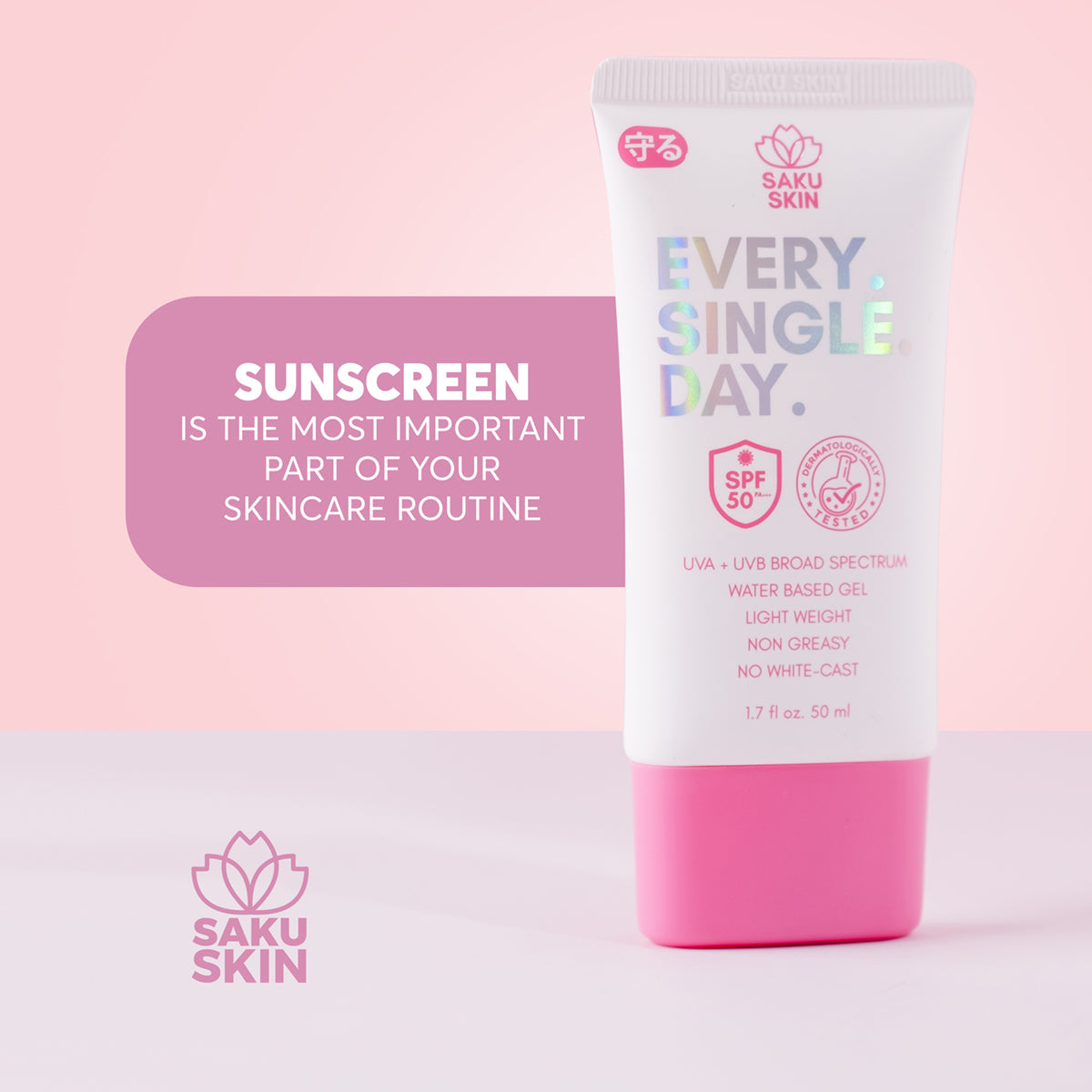 Saku Skin Every Single Day Sunscreen 50ml | Bini Beauty NZ AU