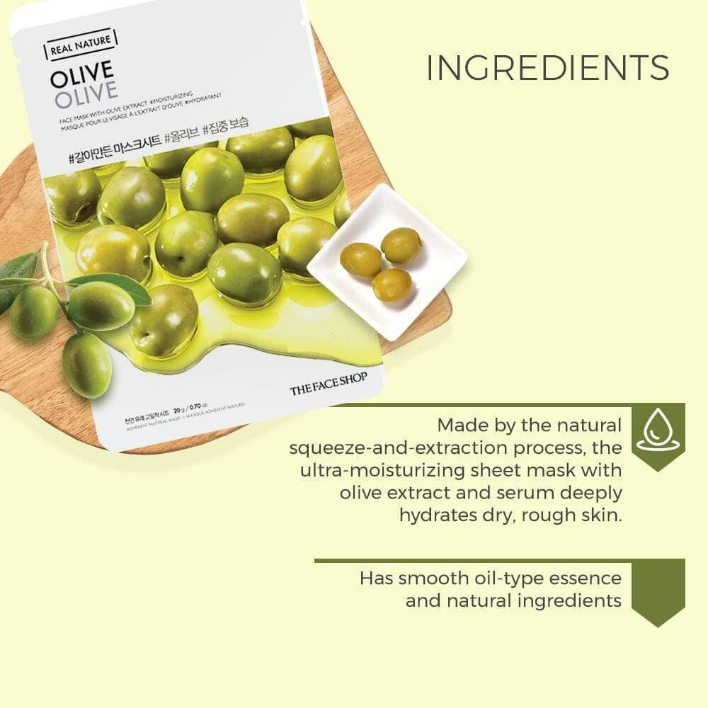 The Face Shop Real Nature with Olive Extract Mask Sheet | Korean Skincare - ingredients