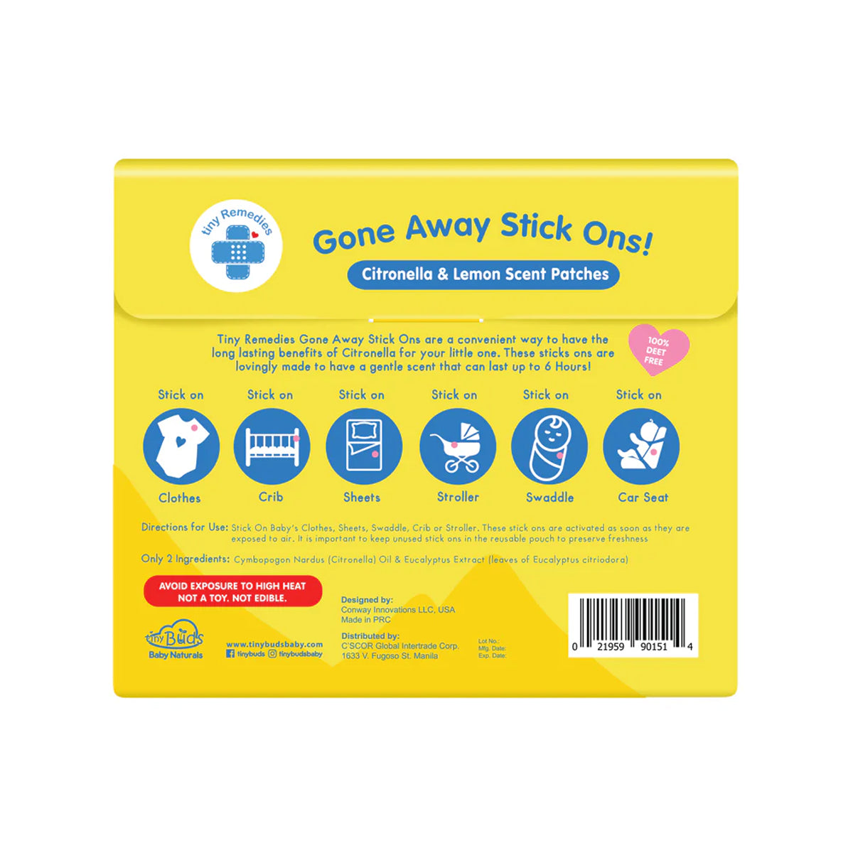 Tiny Buds Gone Away Stick Ons Gentle Citronella and Lemon Scent (24 Stickers) | Bini Beauty AU NZ