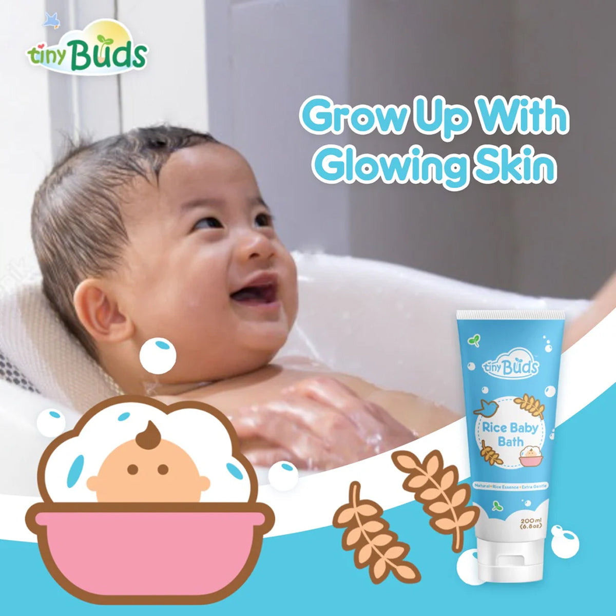 Tiny Buds Rice Baby Bath 200ml | Bini Beauty AU NZ