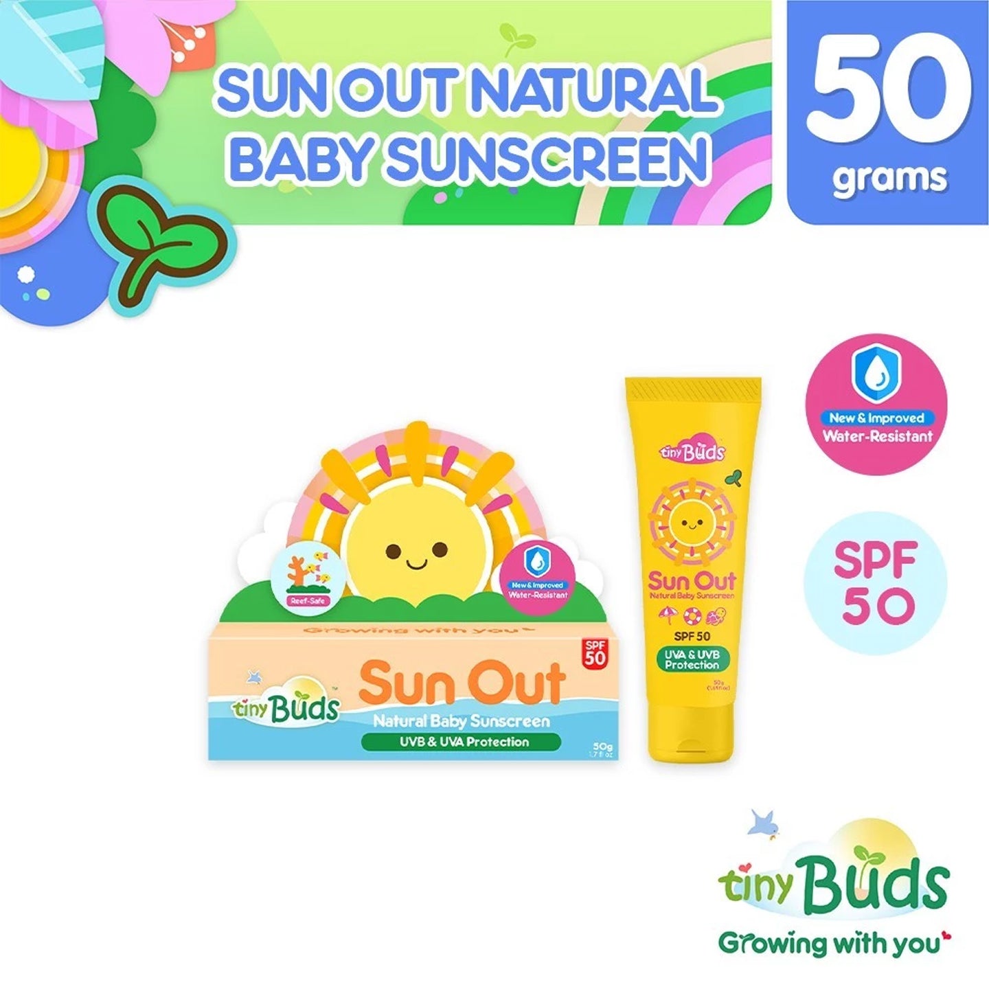 Tiny Buds Sun Out Natural Baby Sunscreen SPF 50 | Bini Beauty AU NZ