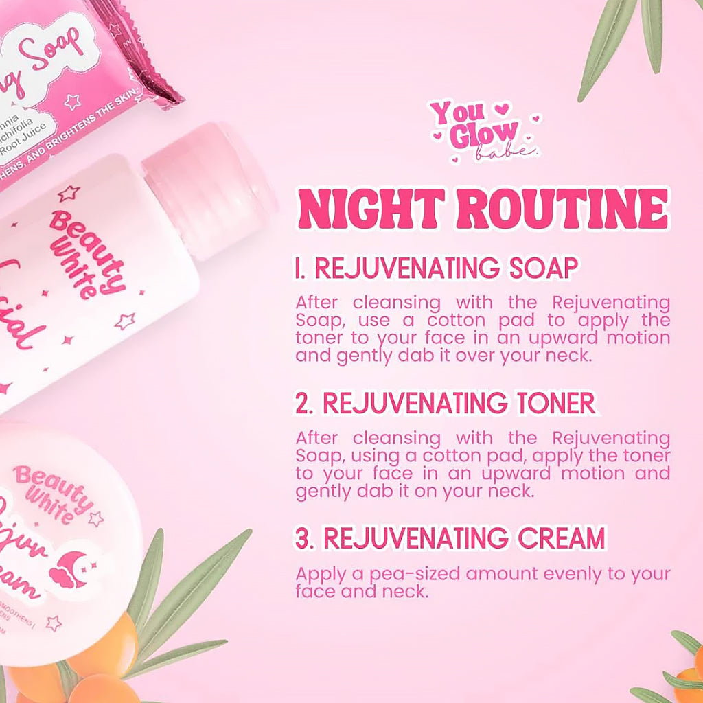 You Glow Babe Beauty White Rejuvenating Set - night routine instructions