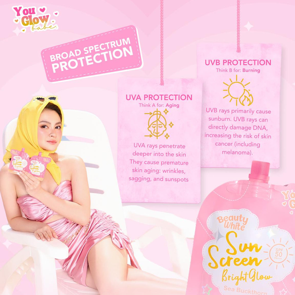 You Glow Babe Beauty White Sunscreen - broad spectrum protection