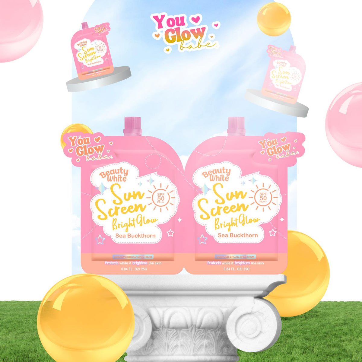 You Glow Babe Beauty White Sunscreen Bright & Glow SPF 50 PA+++ Twin Pack